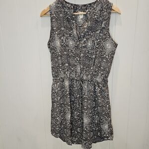Gap Dress Women's Size Small Black Cinched Waist V Neck Summer Prints
